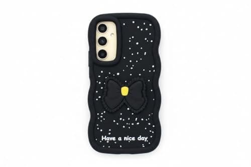 Compatible Case with Samsung S25, [Drop Protection] 3D Bow Pattern Soft TPU Shockproof Phone Case Full Body Protection (Black) Cellular phone case