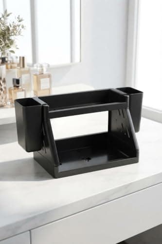 2-Tier Kitchen and Office Desktop Organizer Rack with 2 Storage Cups