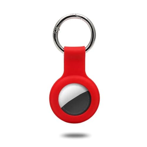 Compatible with AirTag Case Keychain for Tag Holder Silicone for Tags Key Ring Cases Tags Chain for Tags Item Finders Accessories, (Red) Portable electronic device cover