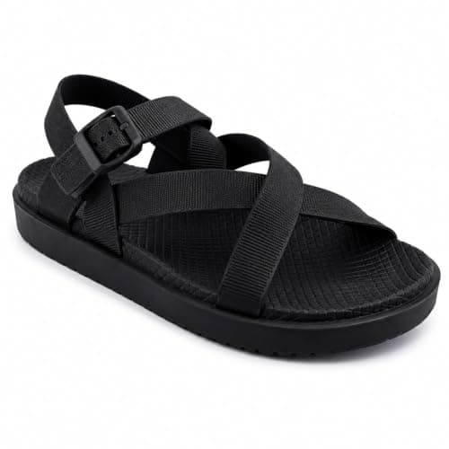 Project Z Trek Cross Men's Youth Comfort Medical Sandals - Summer Casual Shoes Ultra Elastic EVA Sole Cross Strap Back Strap Walking Beach Summer Shoes Sizes 37-45