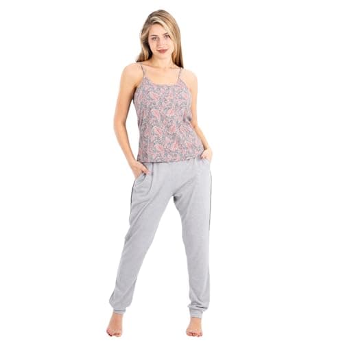 Women's Cotton Pajama Set | Sleeveless Printed Top & Relaxed Fit Pants | Soft and Breathable Sleepwear for Home & Lounge