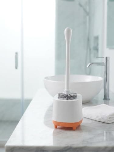 Long Handle Toilet Brush with Drying Storage Base and Automatic Lid Cover