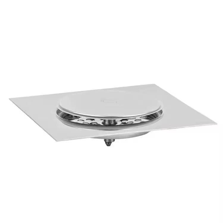 Stainless steel pop up floor drain, Point Drain/Shower Floor Drain, Square Floor Drain with a Circular Grate 15 * 15 "crystal touch" Drain strainer