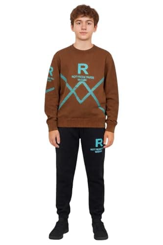 Miza Boys Youth Sport Set, Sweatshirt with Pants, Stylish Print, 12-18 Years Track suit