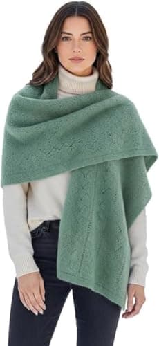 Bisha Pish-177-10750-Mint GreenP Woollen Knitted Shawl for Women Apparel head neck covering