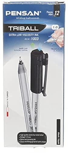 Pensan Ballpoint Pen, Triball 1003-1.0mm, Set of 12 Pieces, Black