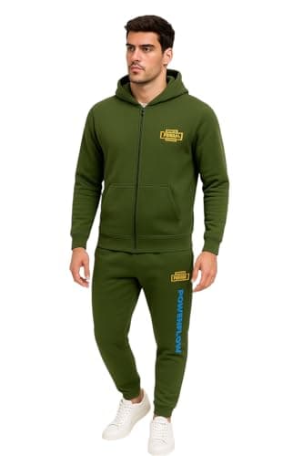 MEZA Men's Sports Set, Zip Up Hoodie and Sweatpants, Grey, Heavy Diving Fabric, DTF Print, Sport and Outwear, Back Pocket Track suit