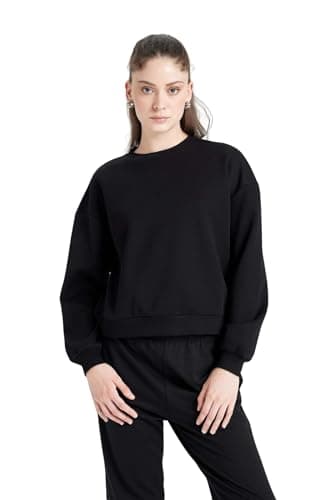 DeFacto Womens Regular Fit Crew Neck LONG SLEEVE Knitted Sweat Shirt D6645AX Sweat Shirt (pack of 1) Sweatshirt