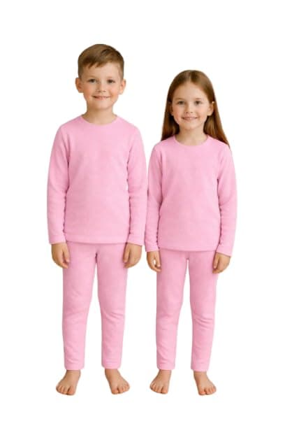 Ajyal Kids Thermal Underwear Set - Long Sleeve Top & Bottom, Cotton Blend Sleepwear, Comfortable Loungewear Base layer apparel set