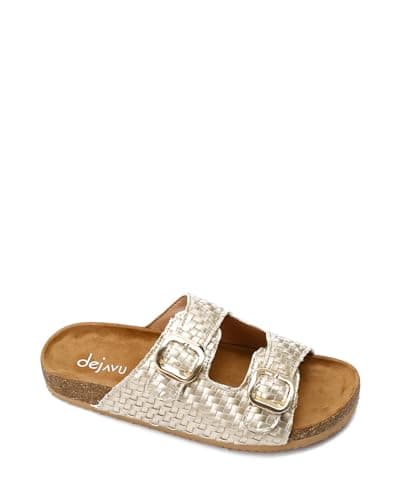 Dejavu Intrecciato Double Buckles Slip On Slippers