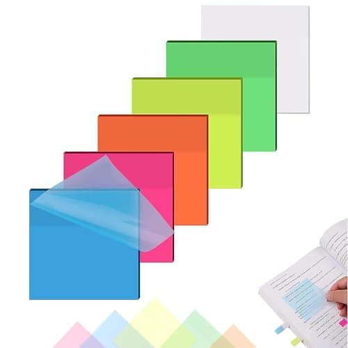 SHUTTLE ART Transparent Sticky Notes - 50 Sheets Translucent Waterproof Colorful Clear Sticky Note Annotating Removable Self Adhesive Memo Message Reminder for Home Office School (Orange Sticky Notes)
