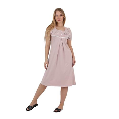 ZECOTEX Women's Egyptian Cotton Embroidered Nightgown & Loungewear Dress | Soft Breathable Sleepwear | Relaxed Comfort Fit | M–4XL, Made in Egypt Nightgown nightshirt