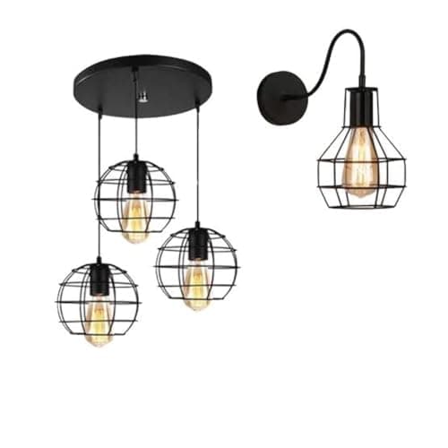 Generic Pendant Light + Wall Sconce 4 Bulb Without Bulbs 50 * 30 * 50 cm Black