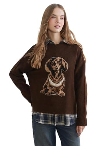 LC WAIKIKI Woman Dog Patterned Oversize Women's Knitwear Sweater