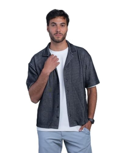 HUMAN Mixed Knit Boxy Shirt - Black