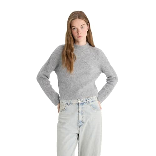 DeFacto Womens Regular Fit Mock Neck LONG SLEEVE Tricot Pullover F4768AX Pullover (pack of 1) Sweater