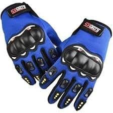 Motorcycle Riding Gloves Full Finger, Blue and Black | Hard Knuckle Protection, Touchscreen Compatible, Breathable Mesh, Anti-Slip Grip, Motorbike Gear