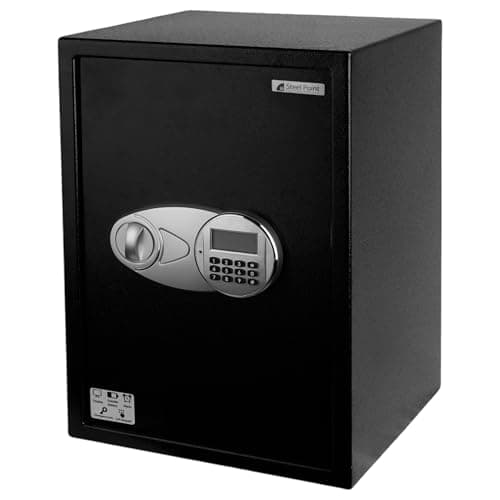 SteelPoint ProSafe 58L Home or Office Safe Safe for Jewelry, Passports, Cash and Important Papers, Size 35 x 33 x 50 cm (W x D x H) (Black)