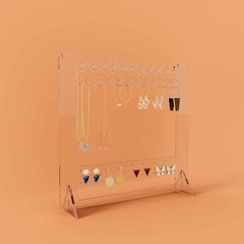 Clear Acrylic Earring Organizer Stand with 5 Hangers for Jewelry Storage, Durable Everyday Design