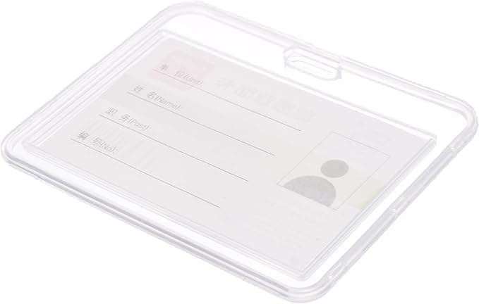 Clear Hard Plastic ID Card Holder with Horizontal Design – Ideal for Office and Professional Use to Protect and Show ID Cards Clearly Badge holder
