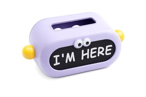 I'm Here Robot Plastic Tissue Box Purple | Special cartoon design, purple