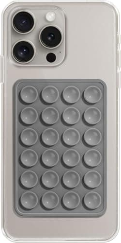 Suction Phone Case Sticker Grip Silicone Holder Mount for Hands-Free Mobile Accessory Holder Grip, Video Phone Accessory Compatible Mirror, Shower (Dark Grey) Cell phone grip