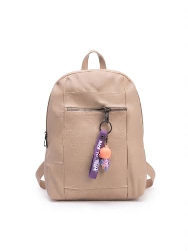 Women's Backpack with Heart Finger Print biegedarck | biegeColour, Zip Closure