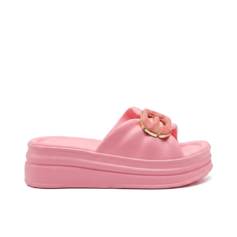 TAG Women's Silicone Comfort Platform Platform Slippers - Casual Women Slides with Stylish Buckle - Multi Color - Sizes 38-41