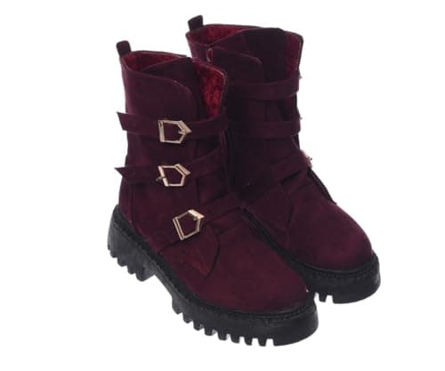 B&W womens B&W-W056-Burgundy Sneaker Boot