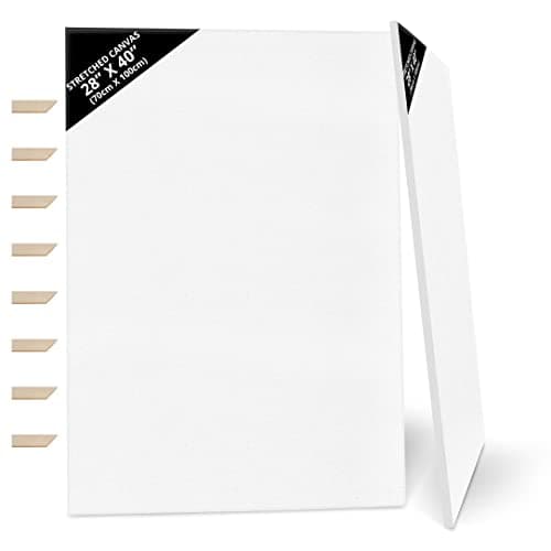 Kurtzy 2 Pieces Canvas to Paint – 70 x 100 cm – Extra Large Pre-Stretched Blank Canvas with Wooden Wedges – Ideal for Oil Painting, Acrylic and Drawing and Sketching Reinforced art surface