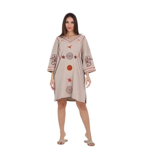 ZECOTEX Women's Short Night Dress, Cotton | Embroidered, Long Sleeve, Relaxed Fit | Sleepwear and Loungewear Nightgown nightshirt