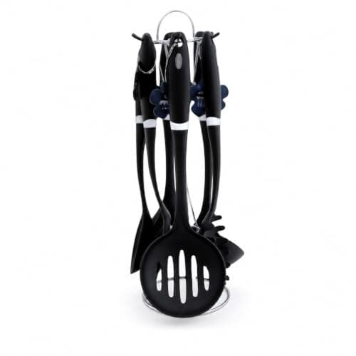 ARSHIA 1084 7-Piece Kitchen Utensil Set with Heat-Resistant Cooking Tools, Ergonomic Handles, Durable Construction and Complete Essential Accessories for Everyday Kitchen Use - Black Food spatula