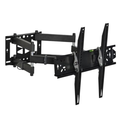 4-Arm Movable Screen Holder, Adjustable 25 Degrees Up & Down Wall-Mounted TV Stand, Expandable suits different screens from for 32 to 65 inch Screens, LED TV, Load Capacity Till 40 Kg, Metal, Black