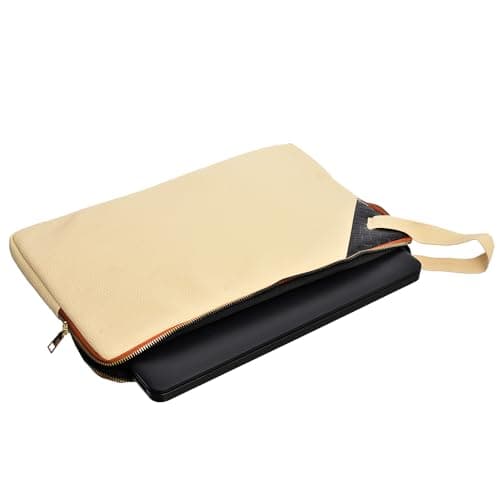 Accelerate Pebbled Creamy White Faux Leather Protective 15-15.6 inch Premium Laptop Sleeve Case with Zipper Pocket and Side Strap | Slim Design Laptop Bag compatible with MacBooks and Laptops Portable electronic device cover