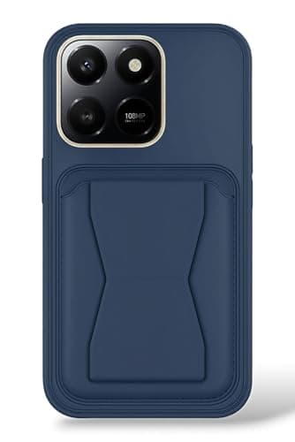 3M Store Leather Case Compatible for HONOR X7D Shockproof Leather Back Card Storage & case built-in Stand PU leather for a stylish look, comfortable grip (Blue) Cellular phone case
