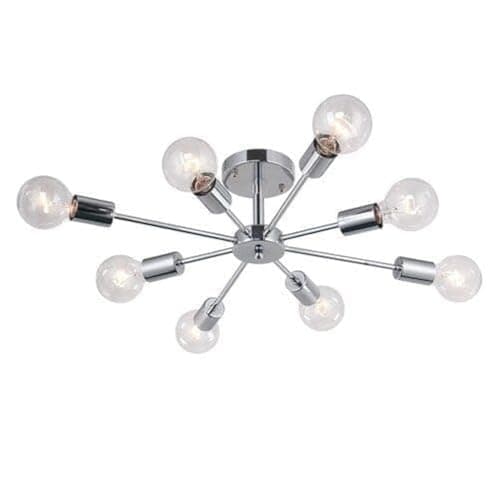 Generic Pendant Light 8 Bulb Without Bulbs 25x80x25 cm Silver