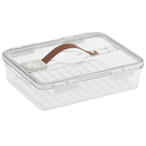 Fridge Organizer Bin 3L, Clear PET Refrigerator Storage Box with Lid and Handle, Stackable Food Container for Vegetables, Fruits, Snacks and Meal Prep