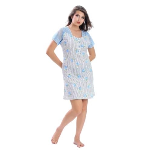 Dadosh Women's Cotton Nightgown Loose Home Dress Half Sleeve Soft Breathable Comfortable Nightwear for Women