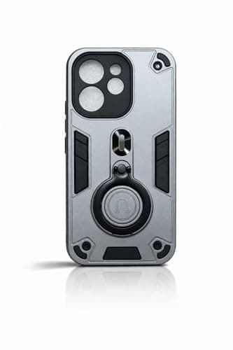 Case Compatible with OPPO RENO 15 5G Dual Layer Protective Shockproof Hard Armor Cover with 360° Rotating Finger Ring Kickstand and Car Magnetic Mount (Gray) Cellular phone case