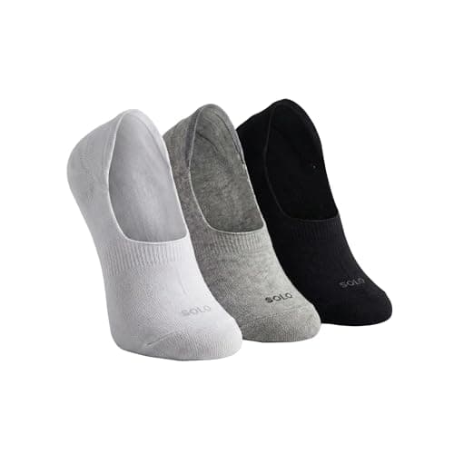 Solo Men's No Show Socks, Low Cut Invisible Liner Socks, 3 Pack, Multiple Colours