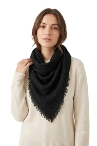 Clue Lightweight Cotton Fringed Textured Woven Scarf Shirt