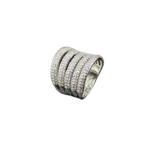 3 Diamonds 292474661779227 Platinum Plated Ring For Women With Zircon Stone - Silver