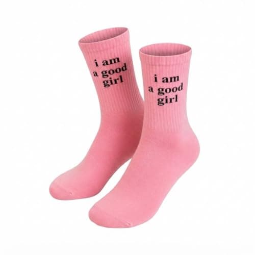 Women's Pink Socks Fashion Writing Unique | Unique Design Lettering, Everyday Use, Bright Pink, Comfortable And Fashionable