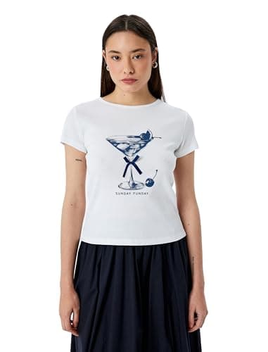 KOTON Womens Bowtie T-Shirt Modern