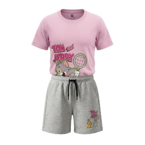 Warner Bros Tom And Jerry Kids Graphic T Shirt And Shorts Set 8Y Pink & Grey 1000100658 Coordinated outfit