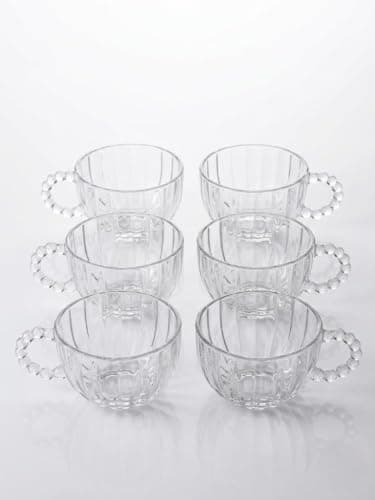 Glass Coffee Cup Set of 6, Clear, 150ml.