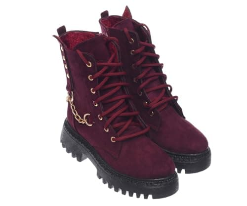 B&W womens B&W-W061-Burgundy Sneaker Boot