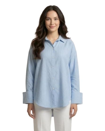 Striped Shirt, Light Blue | Relaxed oversized fit