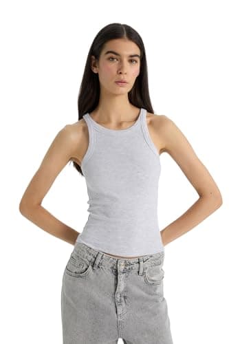 DeFacto Womens Casual Slim Fit Halter Collar Knitted Athlete Athlete (pack of 1) Shirt