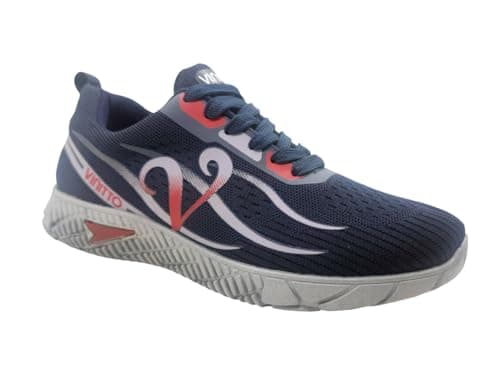 Vinitto Athletic Running Shoes, Black Mesh, Performance Sports Sneakers with Reflective Design, Textured Rubber Sole